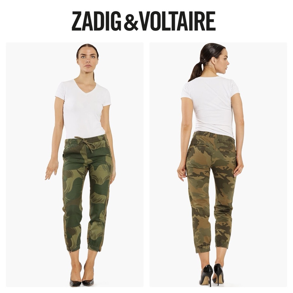 Zadig & Voltaire Parona Joggers in Army Green Camouflage